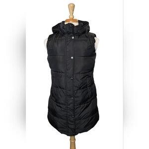 Weatherproof Women’s Size M Black Puffer Hooded Long Warm Quilted Vest